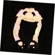 HEALSOPTHY 1pc Glowing Panda Hat with Jumping Ears Funny Plush Festival Accessory Warm Moving Headwear for Parties and Carnivals Adorable Light Up Plush