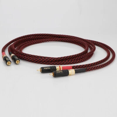 Pair HiFi RCA Audio Cable Shielded OFC Gold Plated Plug Signal Interconnect Cord