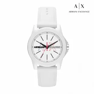 【A|X Armani Exchange 官方直營】Lady Banks 潮流運動霓彩LOGO簡約手錶 白色矽膠錶帶 40MM AX4372