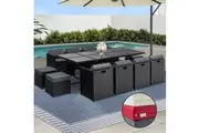 Gardeon Outdoor Dining Set 13 Piece Wicker Table Chairs Setting Black