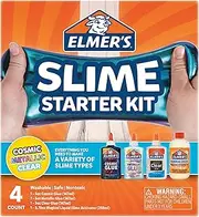 Elmer's Glue Slime Starter Kit | with Clear PVA Glue, Magical Liquid Slime Activator Solution, Cosmic Purple Glue and Metallic Teal Glue | Washable & Kid Friendly Formula | 4 Count
