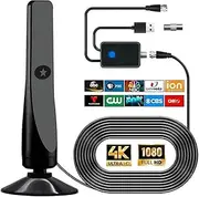 TopYart TV Aerial, Digital Indoor Antenna for Smart TV with Signal Booster, TV 4K 1080P HDTV and VHF/UHF/DAB Broadcast and Portable Fully Compatible
