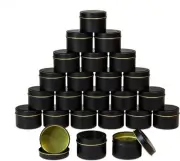 Black Candle Tins 4Oz, 24 Piece Bulk Candle Making Containers