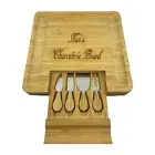 Cutting Cheese Charcuterie Board 13" x 13" Engraved Personalized With Knife Set