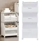 Bathroom Organizer Utility Cart Space Saving 4 Universal Wheels Rolling Storage