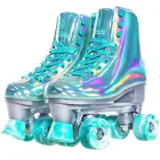 JajaHoho Roller Skates for Women Shiny Holographic High Top Rollerskates Doub...