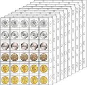 EZONEDEAL 30-Pocket Coin Pages for Collectors, Standard 9-Hole Coin Collection Pages fit Most Binder, Coin Collecting Supplies, Coin Sleeves for Coin, Stamp, Badges etc