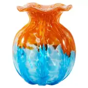 8" Tall Hand Blown Confetti Art Glass Bubble Bud Flower Vase