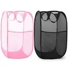Durable Collapsible Laundry Baskets - Reinforced Mesh Pop Up Laundry Hamper w...