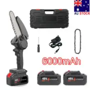4" Mini Cordless Electric Chainsaw Rechargeable Wood Cutter Saw w/ 2X 48V Batter