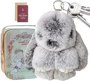 [Dranng] Bunny_ Lulu Keychain With Tin,15cm Rabbit Bunny Rabbit Keyring With Exquisite Box,Cute Keychain Plush Purse Charm, Lop-Eared Cartoon Pendant,Stuffed Bag Ornament Cartoon Backpack Pendant Soft