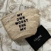 CELINE My Own Worst Enemy Raffia Tote Beach Bag David Kramer Panier Bucket NWT