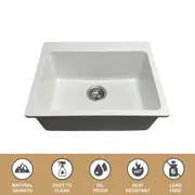 580*485*220 Kitchen Sink Laundry White Granite Stone Sinks Single Bowl Basin [44-GS5849W]