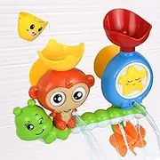 Fun Bath Toys for Toddlers 1 2 3 Year Old Girl Boy, Lovely Monkey Caterpillar Bathtub Water Toys Set with Suction Cups - Develop Motor Skills and Hand-Eye Coordination