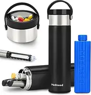 Medineed 60H 3 Insulin Pens Cooler Travel Case TSA Approved Medicine Travel Cooler Diabetic Insulina EpiPen Carry Case with Biogel Ice Pack (Black)
