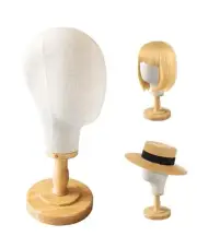 Wig Head Stand Mannequin Head Hat Display Stand Linen Wig Holder, Hat Rack Fa...