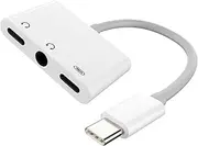 USB-C to 3.5mm Headphone Splitter(3in1) Type C AUX Jack Dongle DAC Audio Cord Charger Adapter Accessories Compatible for Samsung Galaxy S22 S21 FE S20 Ultra Note10 CD-AU