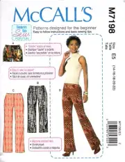 McCall's M7198 Misses 14 to 22 Learn to Sew Easy Pants and Shorts UNCUT Pattern