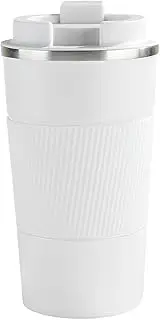 Travel Coffee Mug Spill Proof, 304 Stainless Steel Vacuum Insulated Coffee Mug 510ML Travel Mug Double Wall Leak-Proof Reusable Coffee Tumbler for Keep Hot/Ice Coffee, Tea, and Beer (White)