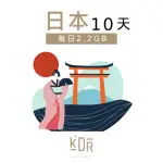 【KARDEAR】日本10天SIM卡 每日2.2GB高速流量 降速吃到飽(日本網卡 支援熱點分享)