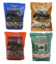 Western BBQ Smoking Wood Chips Variety Pack Bundle (4) Apple, Hickory, Mesqui...