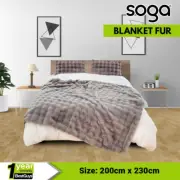 SOGA 200cm Grey Fur Fuzzy Super Soft and Cozy Fluffy Throw Blanket
