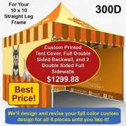 Tent Cover 300D Combo 10 x 10 With Double Sided Full Backwall & 2 Full Sidewalls