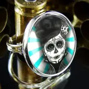 Sugar Skull Ring - Day of the Dead Girl Handmade High Quality Silver Jewelry