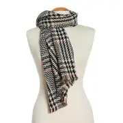 Steve Madden Womens Scarf Wrap Black Check Mate Multicolor Sequins One Size 80"