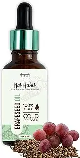 Green Velly NAT Habit Cold Pressed 100% Pure Oil for Skin & Hair | Fresh from Our Ayurvedic Kitchen, Zero Preservatives | Body Massage Oil, Hair Oil (Grapeseed Oil, 30ml)