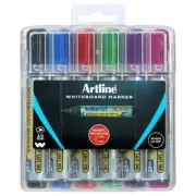 Artline 577 Whiteboard Marker w/ Magnetic Hard Case 3mm Bullet Tip 6 Assorted