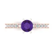 1.05 ct Round Cut Natural Gemstone Solitaire with Accents Promise Ring Rose Gold
