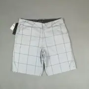 O'Neill Intersect Walking Shorts Men's 38 Gray Plaid Surf Skate 11" Inseam NWT