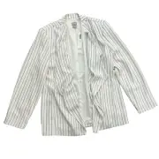 NWT Chico’s Striped Drape Blazer Long Sleeve Jacket | White/Black | 1 (US 8-10)