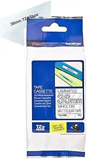Genuine Brother TZe-M65 Matte White on Clear Label Tape - 36mm Wide x 8m Long