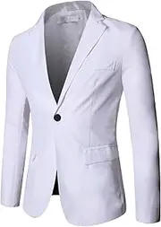 [Aosufei] Men's Comfort Casual Wedding Party Suit Jacket Lightweight Solid Dress Blazer Suits Stylish Business Tuxedo Jacket, White3, Medium