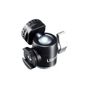 U-60 Mini Ball Head,Dual Cold Shoe Mount for Microphone, Aluminum Alloy 360 Degree Rotating Swivel Tripod Head