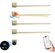 Heated 4 Bar Towel Rack, WiFi Stainless Steel Built-in Timer, Brushed Gold - NEW