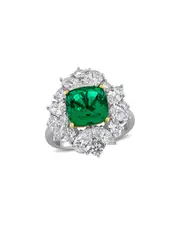 Created Forever 18K 4.89 ct. tw. Lab-Grown Diamond & Lab-Grown Emerald Center Design Ring