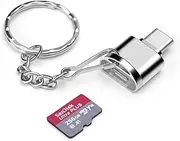 AIYEEN Type C TF Card/Memory Card Reader Adapter with Keychain, USB 3.0 Type-C to Micro SD SDHC SDXC OTG Reader, Compatible with iPhone 15 Pro Max Mac Windows Linux PC Samsung Galaxy (Silver)