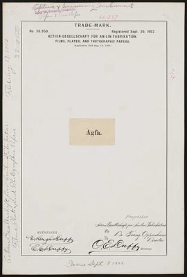 Actien-Gesellschaft F�r Anilin-Fabrikation Agfa. brand Films, Plates,