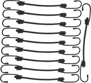 BESPORTBLE 10pcs Luggage Lashing Rope Truck Tie Down Straps Bungee Cords with Hooks Cargo Tightening Strap Bungee Cords Outdoor Luggage Elastic Rope Metal Black