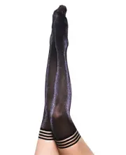 KIX'IES KAYLEE GREY SHIMMER THIGH HIGH STAY UP STOCKINGS SIZES A-D