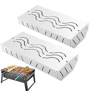 jamgeery BBQ Smoker Box | 2x Heavy Duty Stainless Steel Grill Smoker Box,Barbecue Grilling Accessories, Pellet Fog Case With Hinged Lid For Home, Garden, Outdoor Grilling