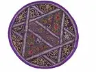 Purple Round Lounge Floor Pillowcase Sari Patchwork Big Living Room Cushion 26"