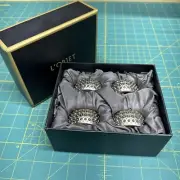 L’OBJET Set of 4 Dome Napkin Rings with Swarovski Crystals in Original Box