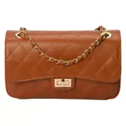 NEW Marlafiji Bianca Quilted Leather Handbag Cognac