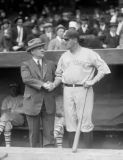 Babe Ruth Shaking Hands With J.J. Mcgraw 1922 OLD BASEBALL PHOTO