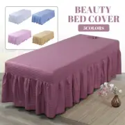 Soft Striped Beauty Massage Bed Full Cover Table Sheet Hole SPA Bed Cover Skirt