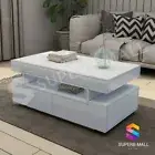 Modern Coffee Table 4 Drawer Storage Shelf High Gloss Wooden Furniture White New
